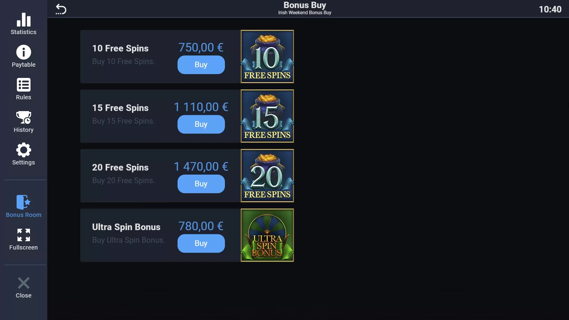 EVO Irish Weekend Bonus Buy Screenshot